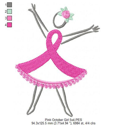 Pink October Girl - Fill Stitch