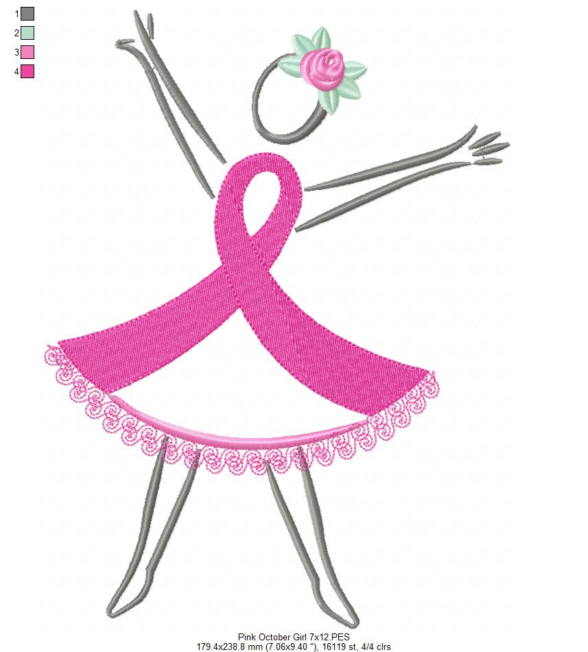 Pink October Girl - Fill Stitch