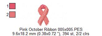 Pink October Ribbon - Fill Stitch - Machine Embroidery Design