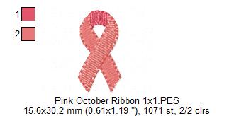 Pink October Ribbon - Fill Stitch - Machine Embroidery Design