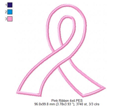Breast Cancer Pink Ribbon - Applique
