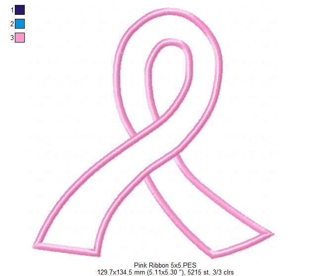 Breast Cancer Pink Ribbon - Applique
