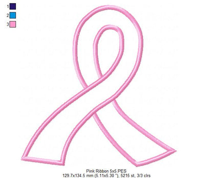 Breast Cancer Pink Ribbon - Applique