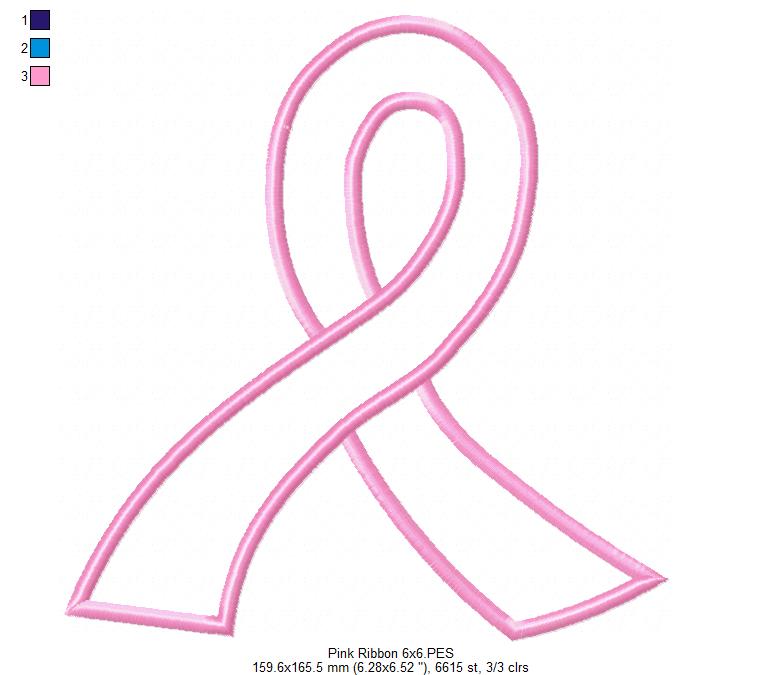 Breast Cancer Pink Ribbon - Applique