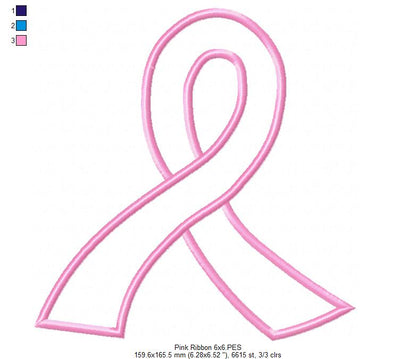 Breast Cancer Pink Ribbon - Applique