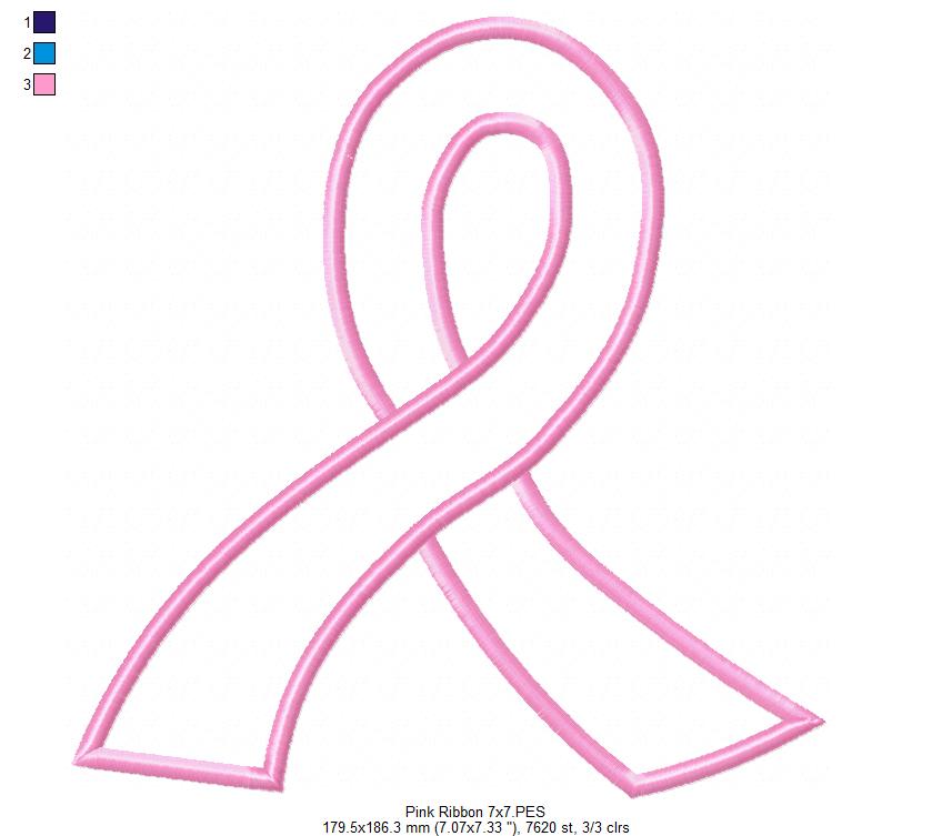 Breast Cancer Pink Ribbon - Applique
