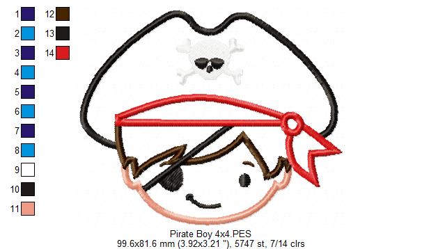 Pirate Boy - Applique - Machine Embroidery Design