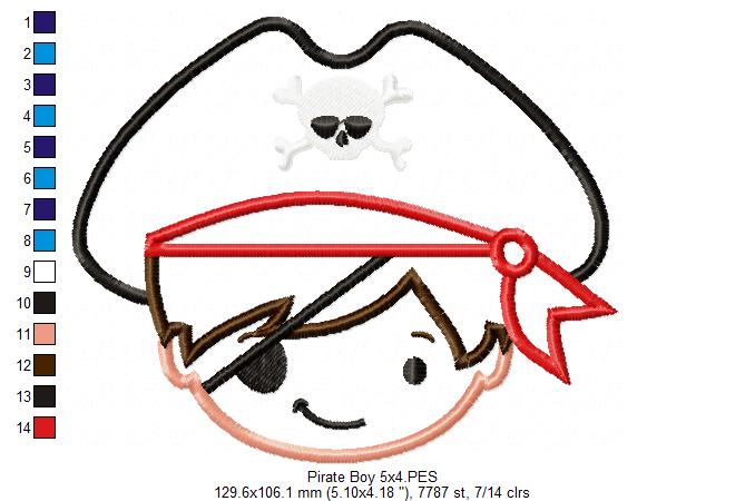 Pirate Boy - Applique - Machine Embroidery Design