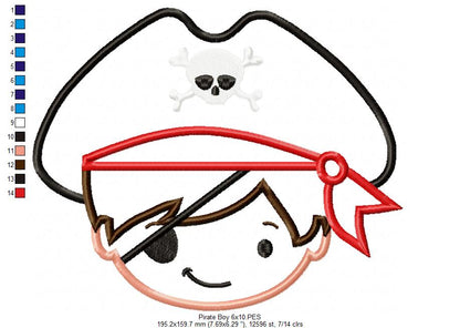 Pirate Boy - Applique - Machine Embroidery Design