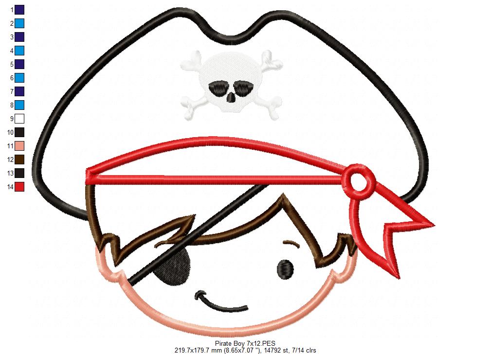 Pirate Boy - Applique - Machine Embroidery Design