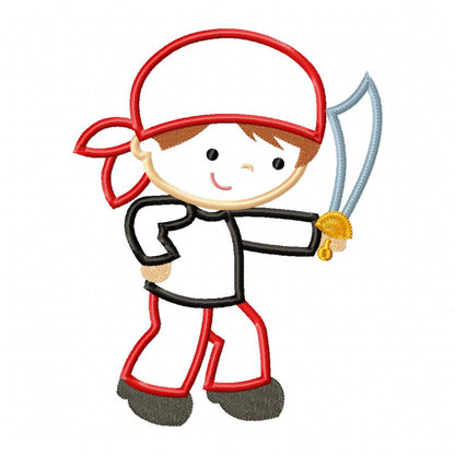 Cute Pirate Boy and Sword - Applique