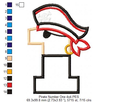 Pirate Birthday Number One 1st Birthday - Applique