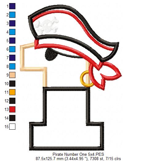 Pirate Birthday Number One 1st Birthday - Applique