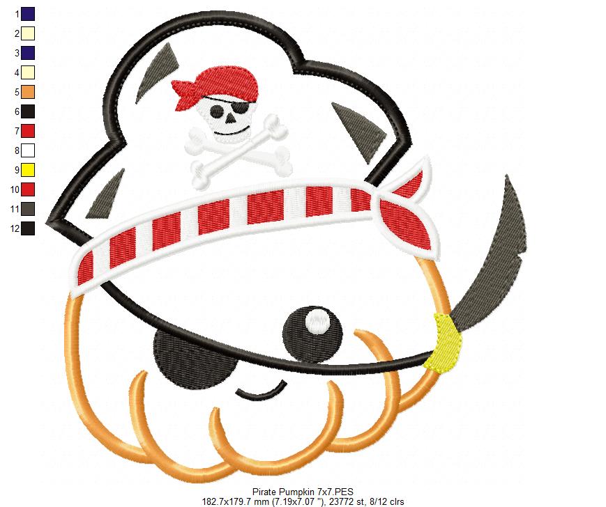 Pirate Pumpkin - Applique