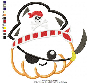 Pirate Pumpkin - Applique