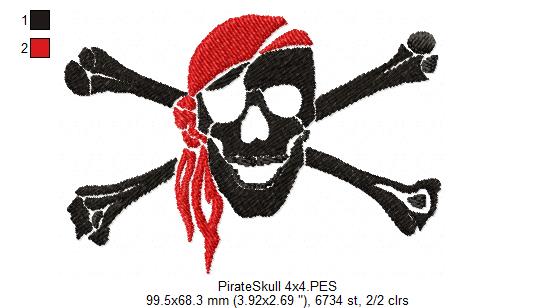 Pirate Skull -  Fill Stitch