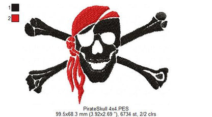 Pirate Skull -  Fill Stitch