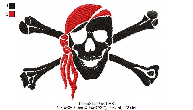 Pirate Skull -  Fill Stitch