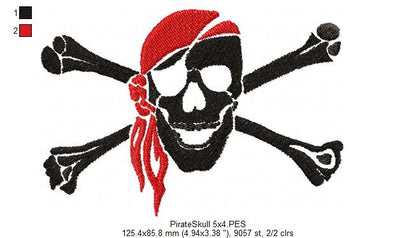 Pirate Skull -  Fill Stitch