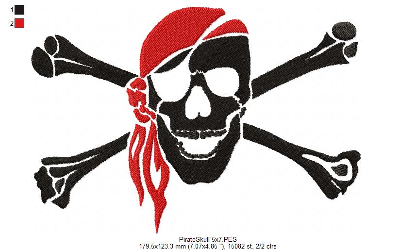 Pirate Skull -  Fill Stitch