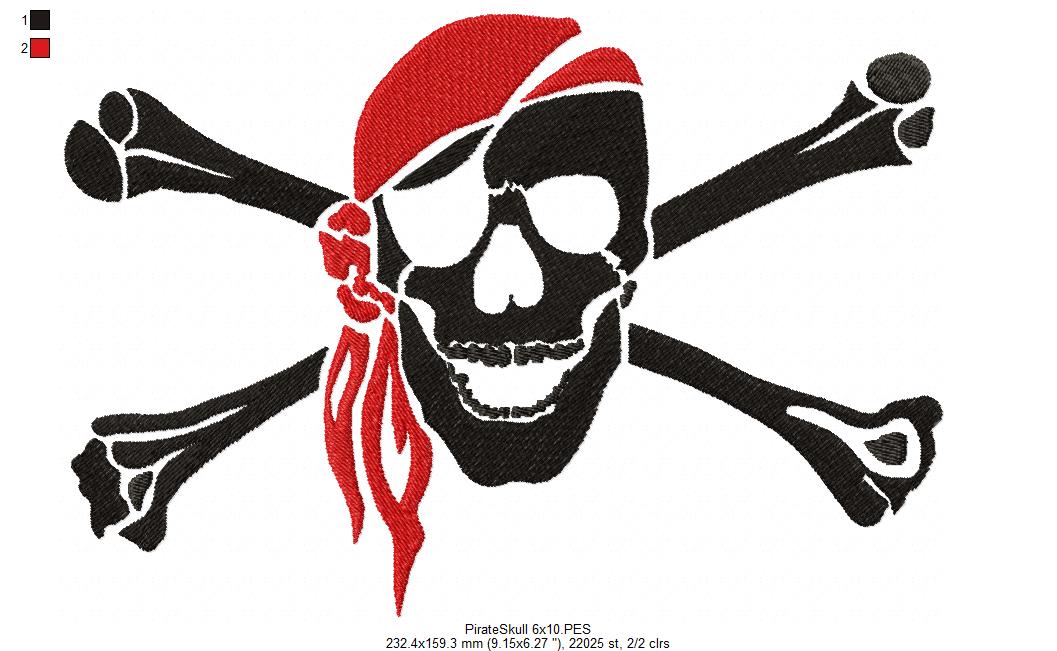 Pirate Skull -  Fill Stitch