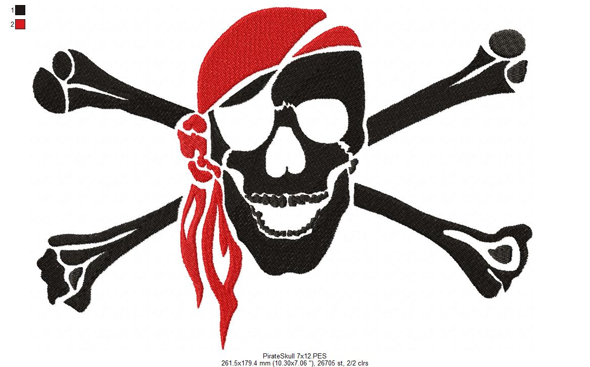 Pirate Skull -  Fill Stitch