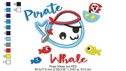Pirate Whale - Applique