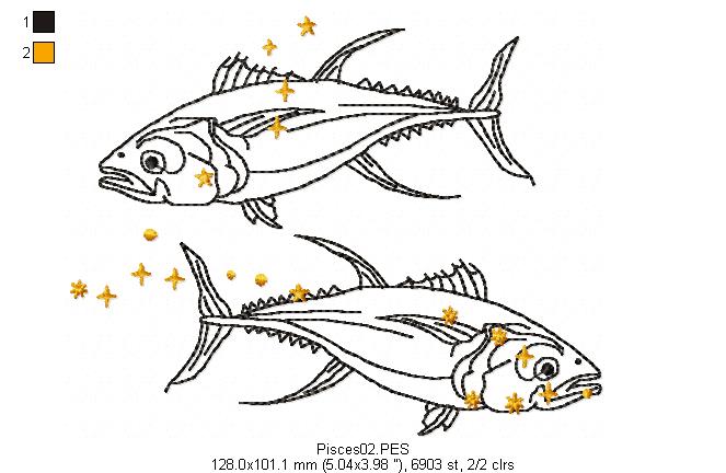 Pisces Constellation - Redwork