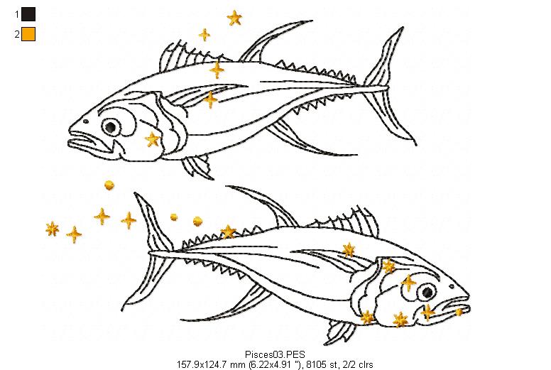 Pisces Constellation - Redwork