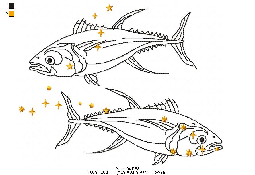 Pisces Constellation - Redwork