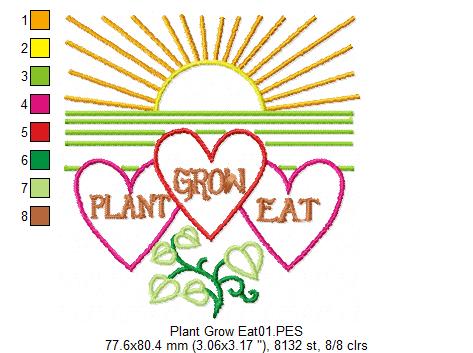 Plant Grow Eat - Satin Stitch