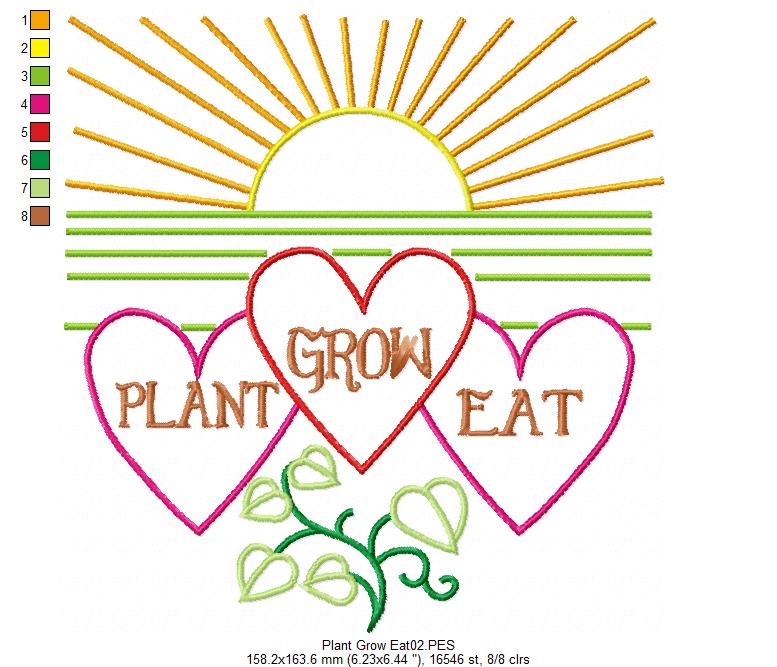 Plant Grow Eat - Satin Stitch