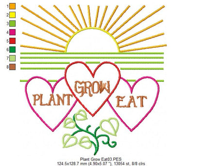Plant Grow Eat - Satin Stitch
