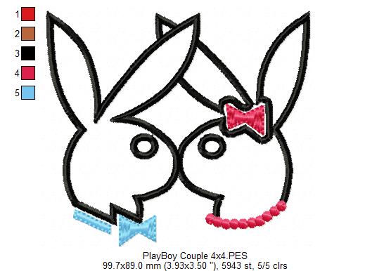 Bunny Couple - Appliqué - Machine Embroidery Design