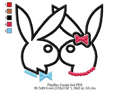 Bunny Couple - Appliqué - Machine Embroidery Design