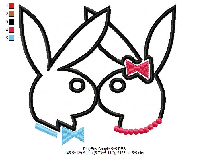 Bunny Couple - Appliqué - Machine Embroidery Design