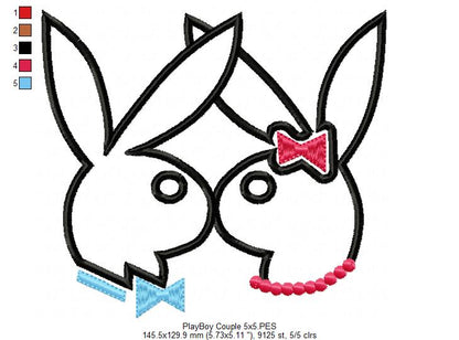 Bunny Couple - Appliqué - Machine Embroidery Design