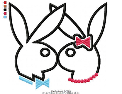 Bunny Couple - Appliqué - Machine Embroidery Design