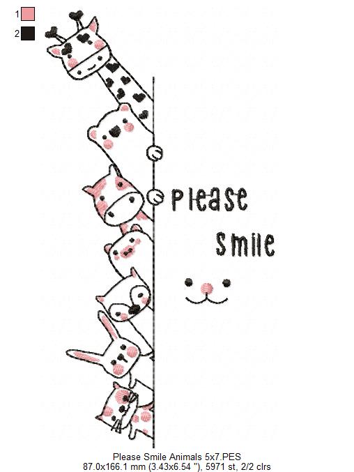 Animals Please Smile - Fill Stitch