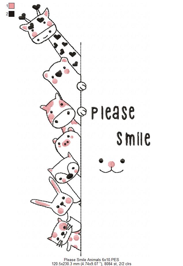 Animals Please Smile - Fill Stitch