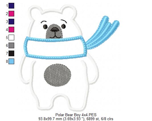 Polar Bear Girl and Boy - Set of 2 designs - Applique
