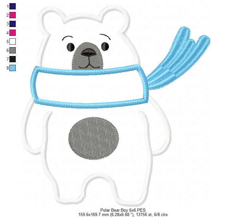Polar Bear Girl and Boy - Set of 2 designs - Applique
