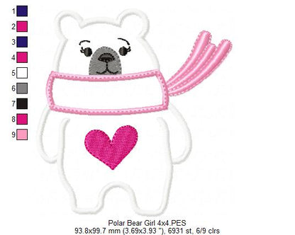 Polar Bear Girl and Boy - Set of 2 designs - Applique