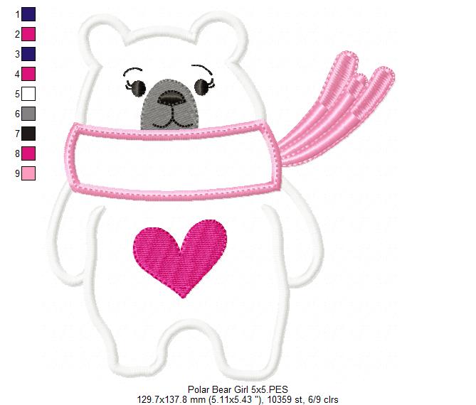 Polar Bear Girl and Boy - Set of 2 designs - Applique