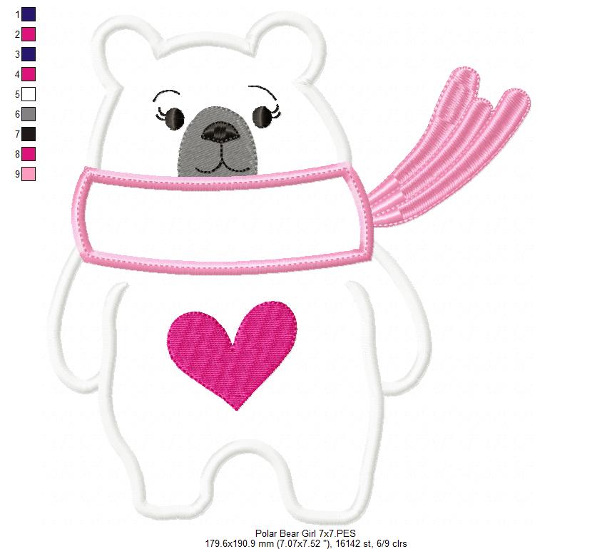 Polar Bear Girl and Boy - Set of 2 designs - Applique