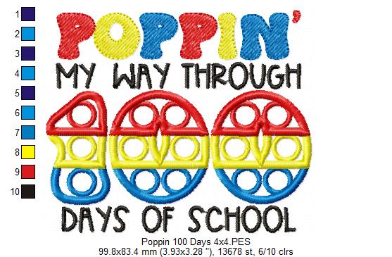 Poppin' my Way Through 100 Days of School - Applique