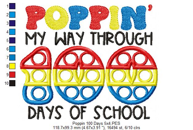 Poppin' my Way Through 100 Days of School - Applique