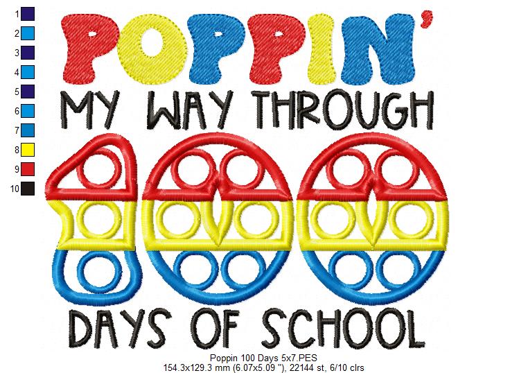 Poppin' my Way Through 100 Days of School - Applique