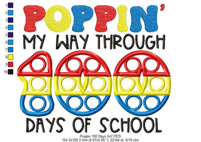 Poppin' my Way Through 100 Days of School - Applique