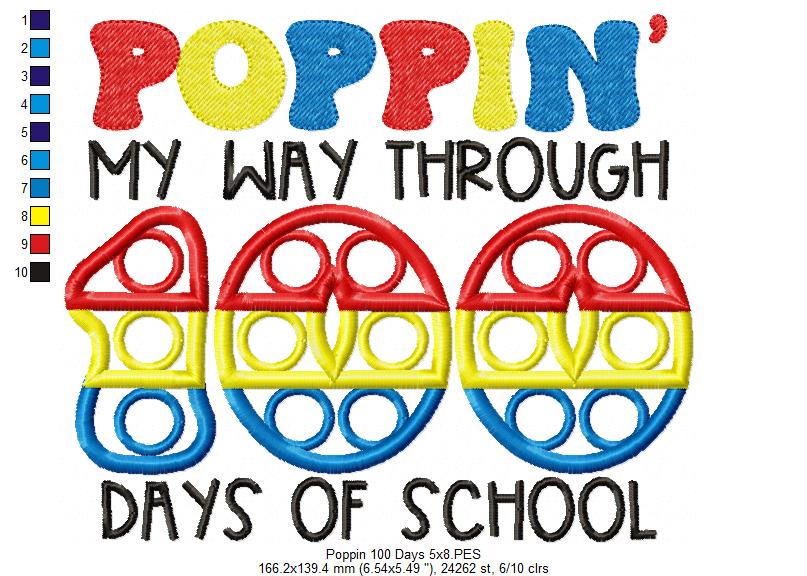Poppin' my Way Through 100 Days of School - Applique